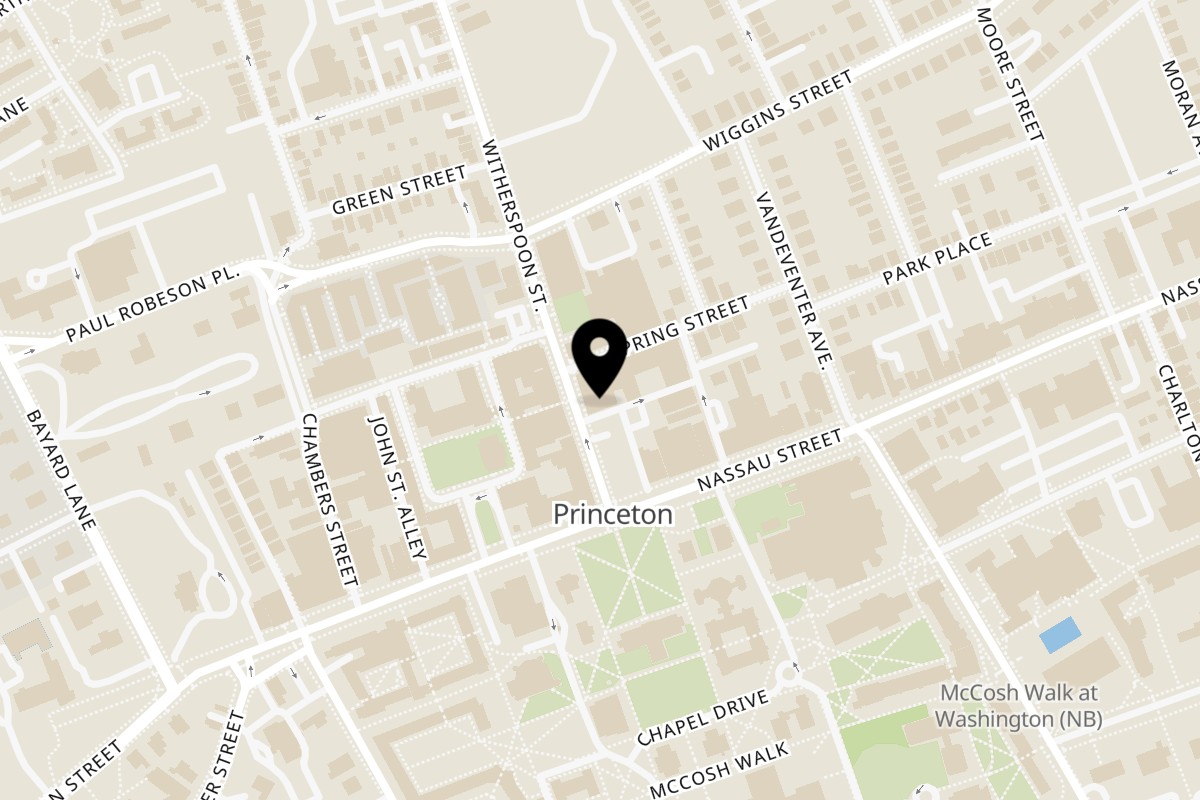 Map showing the location of La Mezzaluna on 25 Witherspoon St in Princeton